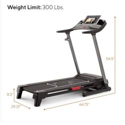Proform CC500 treadmill
0-10 m.p.h
0-10% grade
Built in speakers
Space Saver Desig
IFIT compatible
300lb capacity

$350 FIRM
