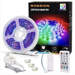 Color Changing Strip Lights, Room Lights Color Changing for Bedroom, 16.4ft 4096 DIY Colors Strip Lights with RF Remote, 12V Led Strip Lights Plug in,