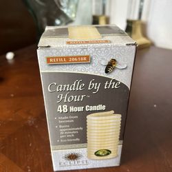 Candle by the Hour 48-Hour Tall Candle, Natural Beeswax with Cotton Wick Refill