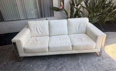 All white leather couch