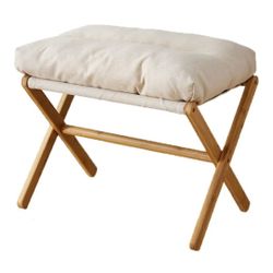Footrest, Upholstered Small Ottoman, Bamboo Legs