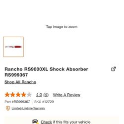 Rancho RS9000XL Rear Shock Absorber RS999367
