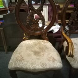 2 Carved  Wood Chairs For Repair Or Crafts 