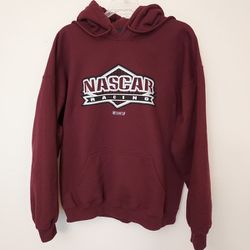Nascar Racing Drawstring Burgundy Hoodie Sweatshirt Adult Size XL