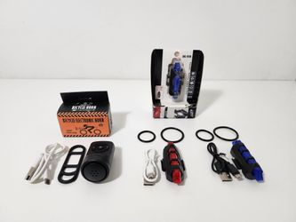 USB Bicycle Electric Horn Bell & USB Lights Front Rear Tail Lights
