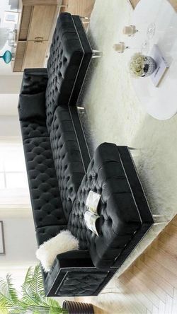 PRADA BLACK VELVET SECTIONAL SOFA