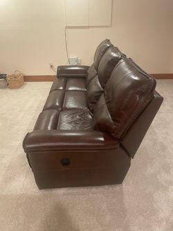 Dark Brown Leather Reclining Sofa