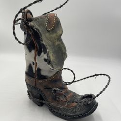 Vintage Western Cowboy Boot Wine Holder 