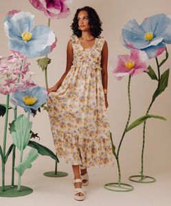 NWT Anthropologie Love The Label x Liberty London Penida Ruffle V-Neck Dress S