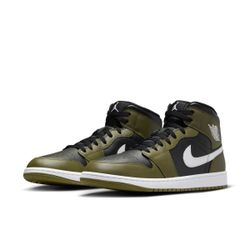 BRAND NEW Nike AJ 1 Mid Y4.5/W6 Olive, Black, White