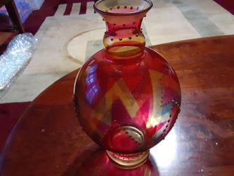 REALLY NEAT LOOKING All Glass Vase with LOTS of Colors and DETAILS