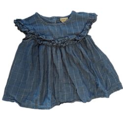 Two Calvin Klein Ruffled Blue and Silver Denim Tank Tops Girls 3T