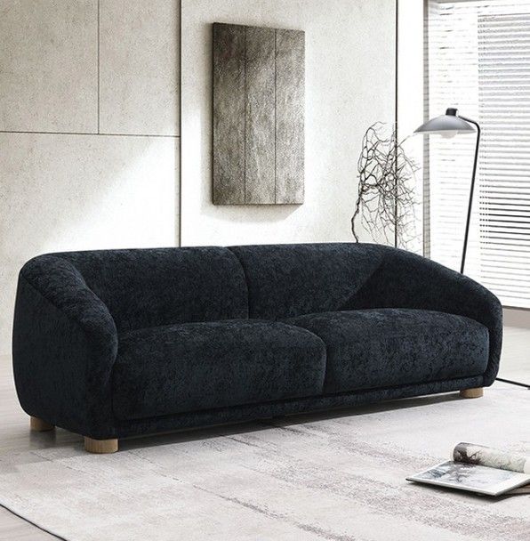 FINANCE TODAY! - Kolvere Black Chenille, Foam Couch Sofa