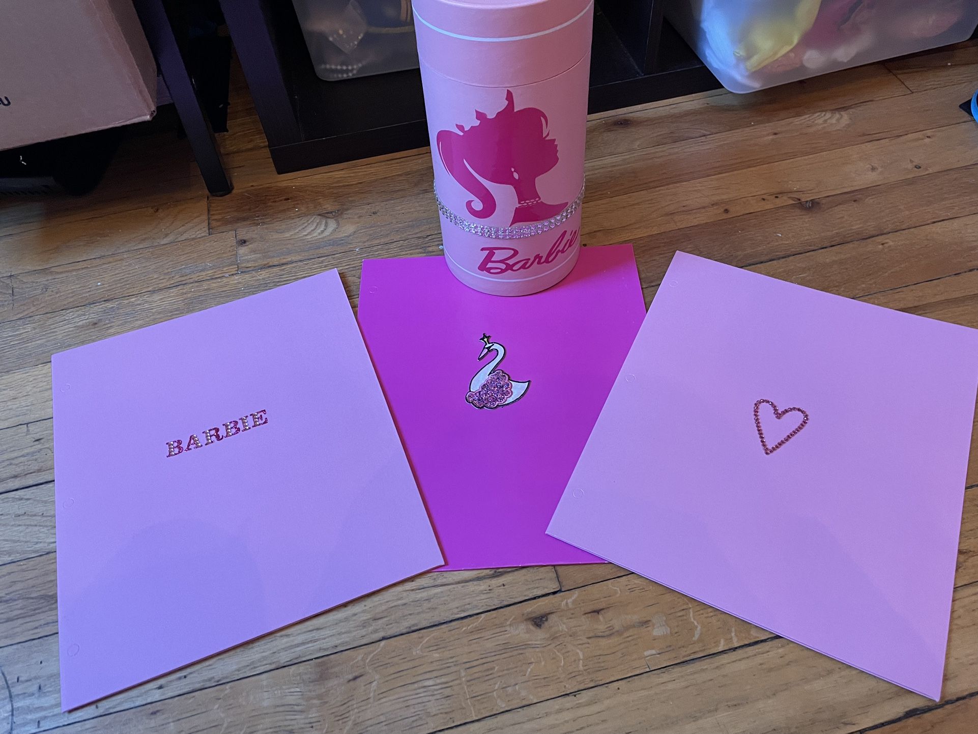 Barbie Canister And Pocket Folders