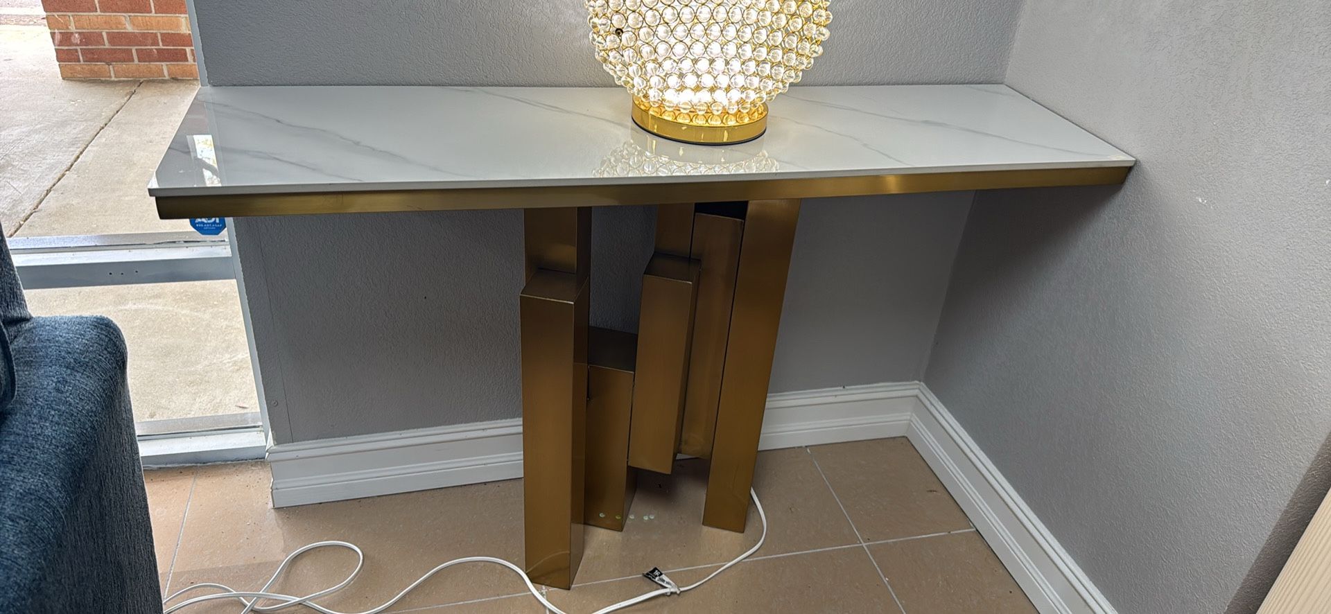 Console Table Golf And White Marble Top