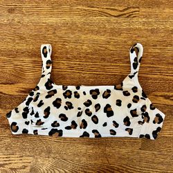 Xhilaration White leopard print bikini top size D/DD