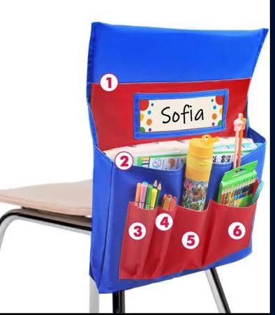 NWOT: Chair Back Pocket-School Seat Chair Storage Pocket Organizer with Label Slot