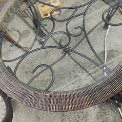 Glass Wicker Coffee Table