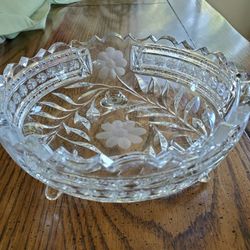 Vintage Crystal 3 Footed Bowl