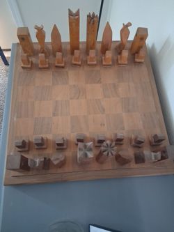 Handmade Wooden Chess Set with Board