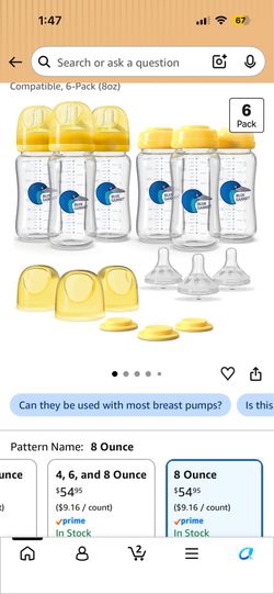 Baby glass bottles set of 6