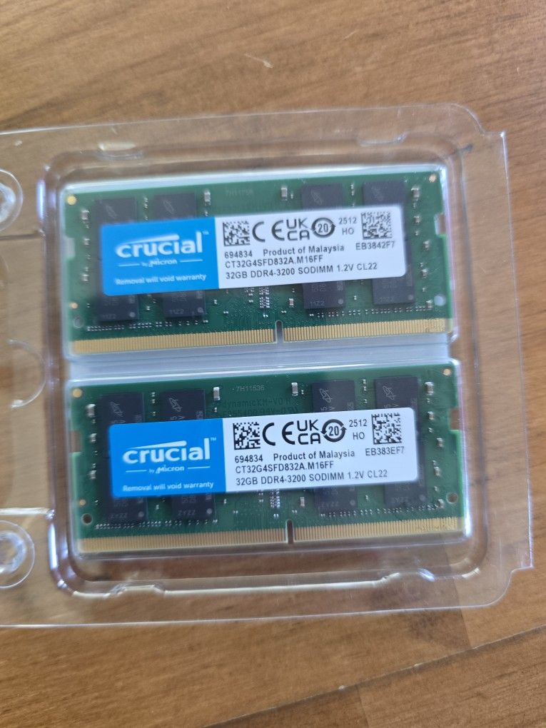 Crucial 64GB DDR4 RAM Kit (2x32GB), 3200MHz (PC4-25600) CL22 Laptop Memory, SODIMM 260-Pin
