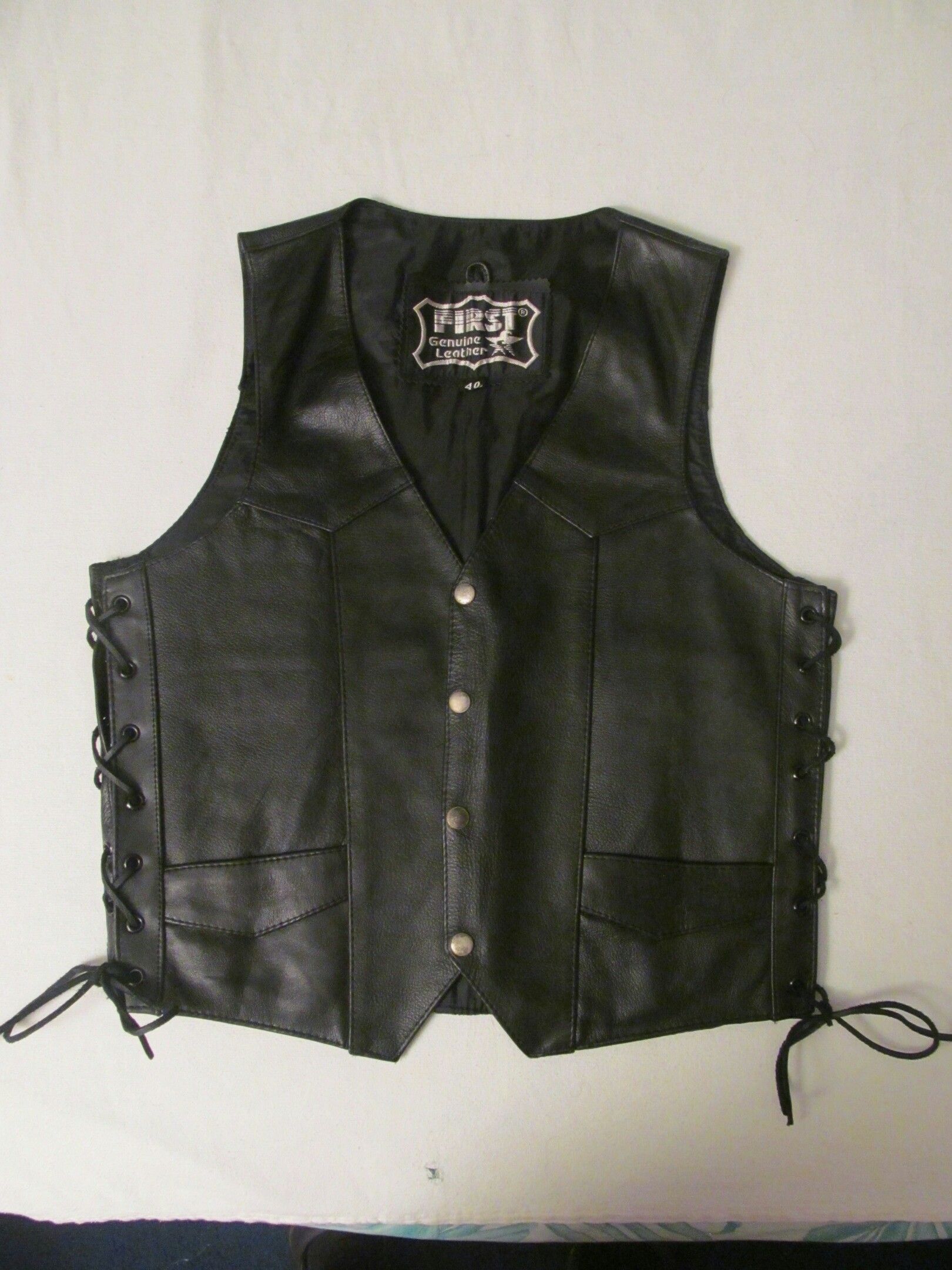 1994 Sturgis Rally Black Leather Biker Vest - Size Medium
