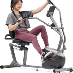 (New) Sunny Health & Fitness Recumbent Bike with Dual Motion Arm Exercisers
