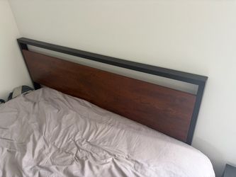 FREE Dark Wood and Black Metal Full Size Bed