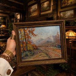 Original Antique Vintage Fine Art Plein Air Landscape Painting EB McGilvray Artist Signed HAND PAINTED 14 1/2” Collectible HILLCREST / UNIVERSITY HEIG