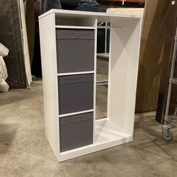 Kid’s Crisp White Open Wardrobe w/ Cloth Bin Drawers