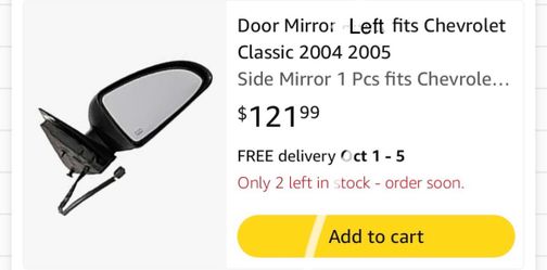 Door Mirror Left fits Chevrolet Classic 2004 2005 Side Mirror 1 Pcs fits Chevrole...