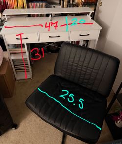 White desk + Black accent chair