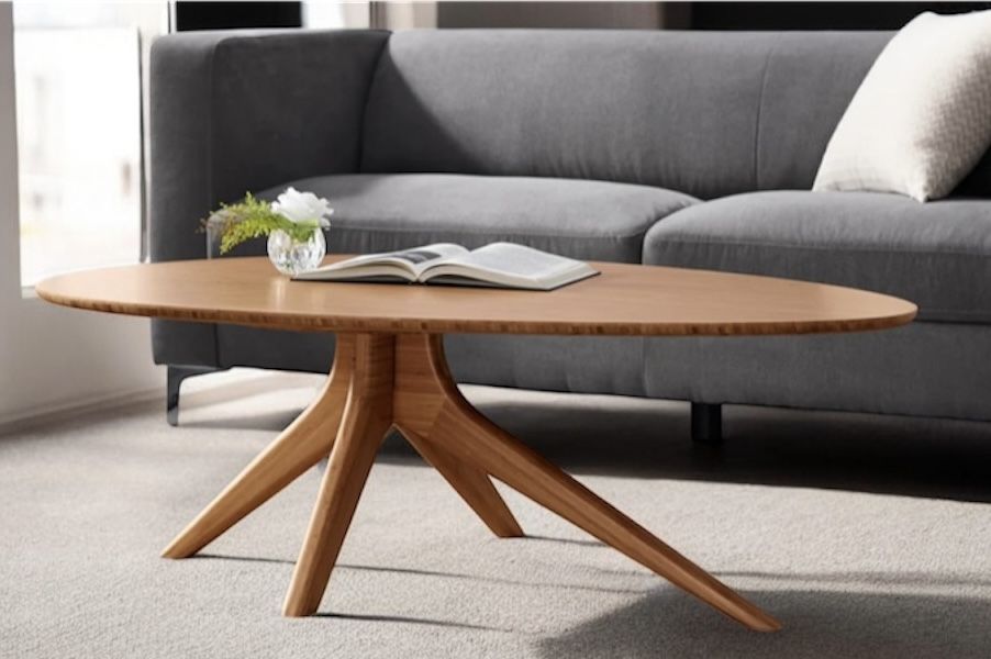 Mid Century Modern “Rosemary” Coffee Table Amber Bamboo