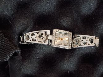 Silver Bracelet Watch with Crystal Accents