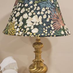 Vintage  Reupholster Lamp Shade With Lamp 