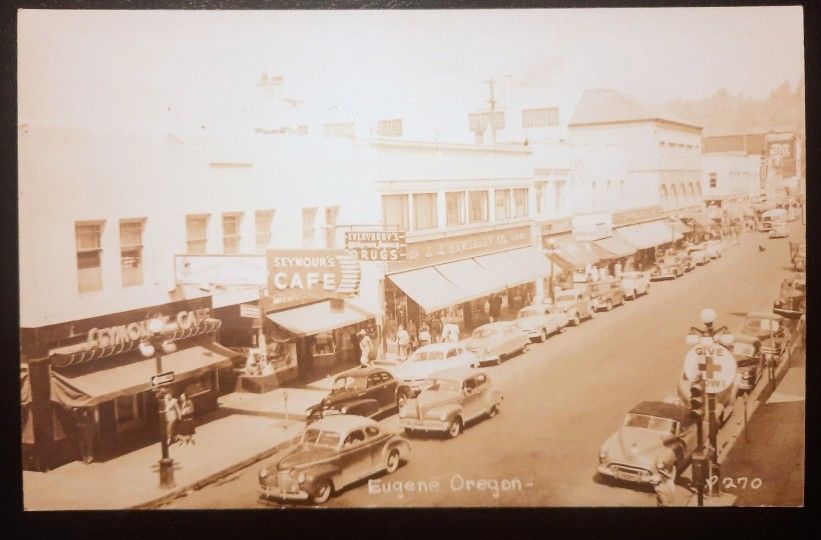 Eugene Oregon Business District Early 1950s Rppc