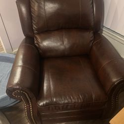Faux Leather Recliner (Only The Back Reclines)