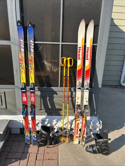 Head yahoo twos also atomic AA skis
