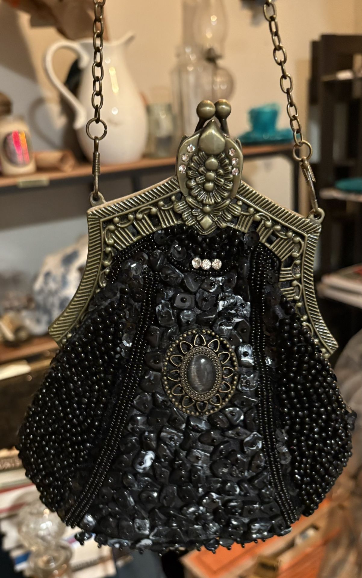 Antique Black Purse - $50