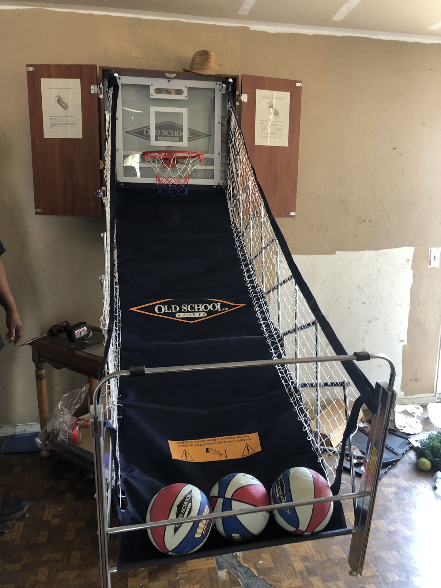 Old School Sports Basketball Hoop Cabinet Foldable