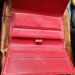 Louis Vuitton Womens Wallet Red Sarah Epi Leather Long 