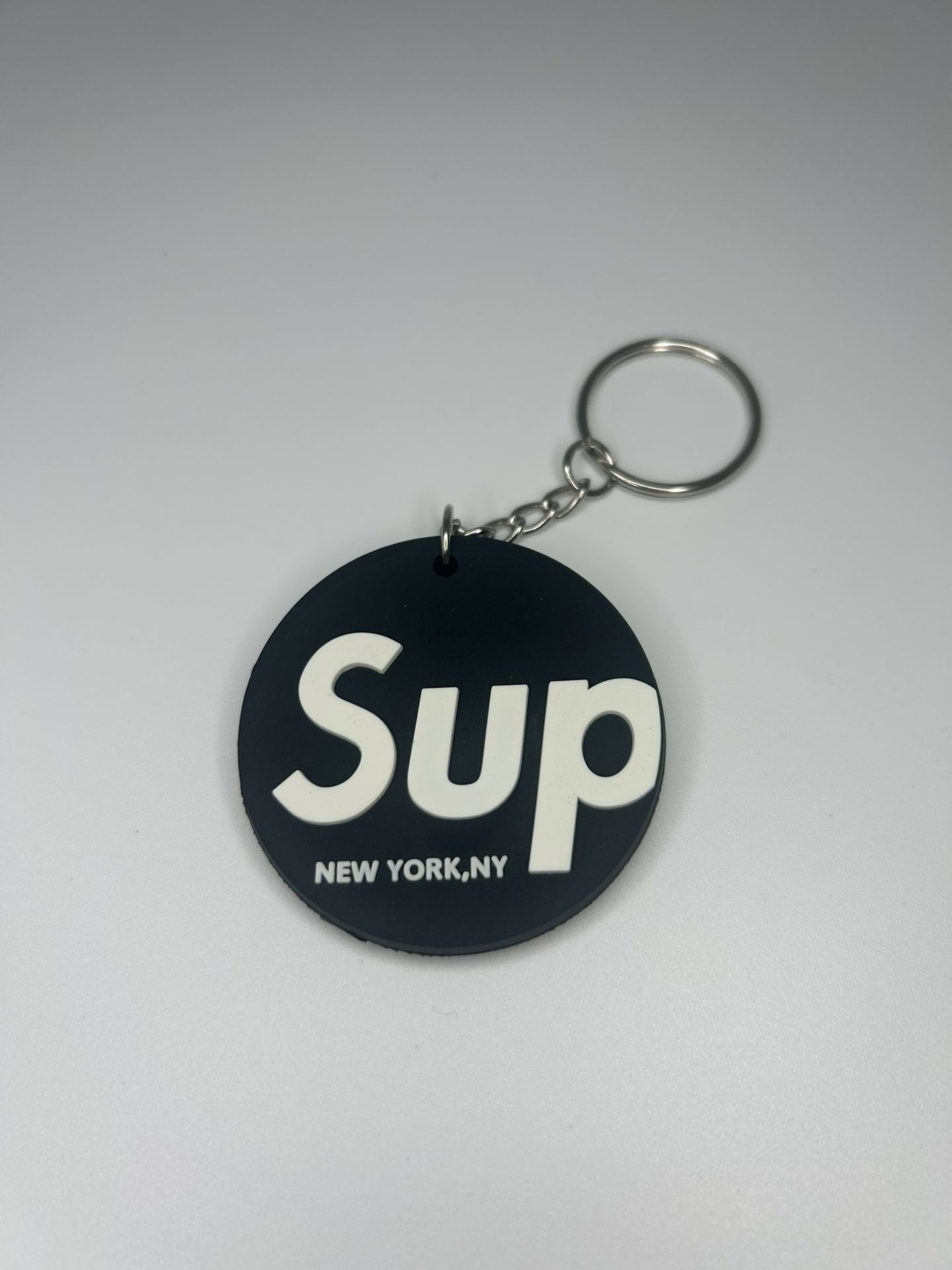 Supreme Sup Circle Keychain Keyring Accessory Black