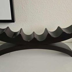 Modern Wavy Wood Wine Rack - Espresso Finish - 4 Bottle