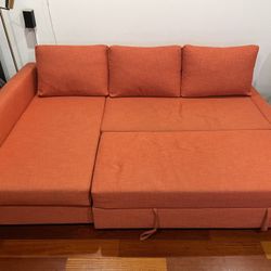 Sectional Sleeper Sofa With Storage Orange Red