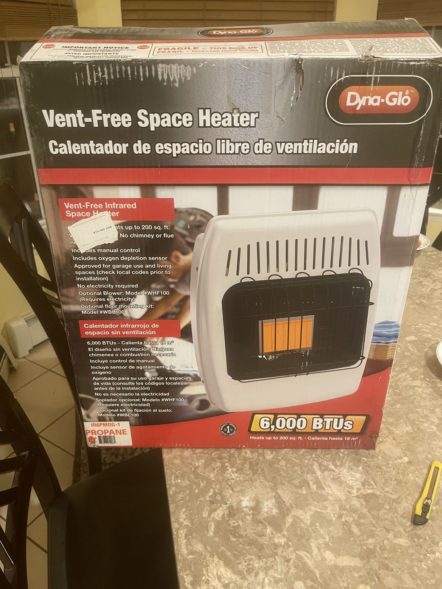 Dyna-Glo 6,000 BTU Liquid Propane Infrared Vent Free Wall Heater