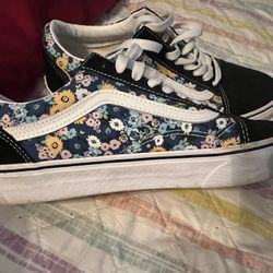 Vans Flowered 9.5 Women’s Shoes 