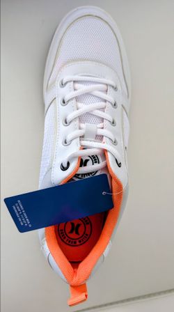 New Hurley men's white orange Milford sneaker 10