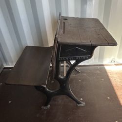 Antique Silent Giant Industrial Child School Desk Folding Chair. Made Of  Cast Iron & Wood
