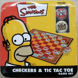 THE SIMPSONS 2007 Checkers & Tic-Tac-Toe Game Set. Duff Beer Cap Pieces, Sealed
